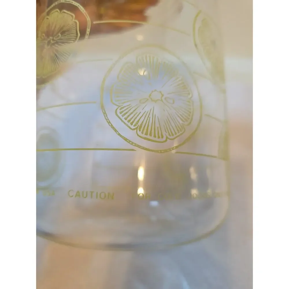 Vintage Pyrex 7520 Glass Juice Tea Lemonade Carafe Pitcher Lemon Slices 2 Qt USA